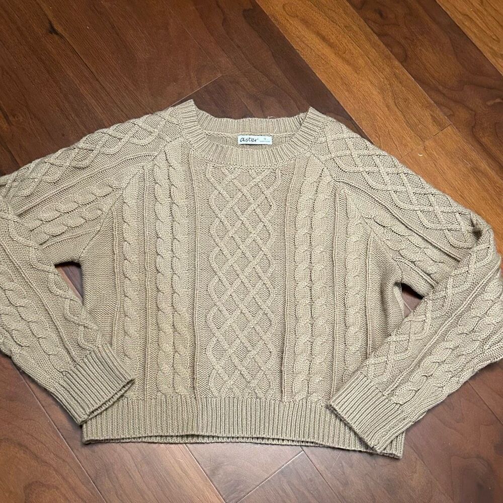 Aster women’s tan chunky cable knit sweater size 1X